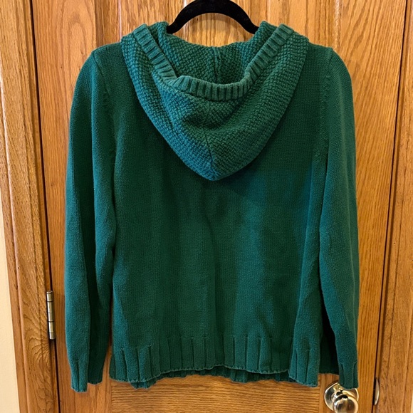 Christopher & Banks Emerald Green V-Neck Cable Knit Hoodie Sweater - Picture 8 of 11